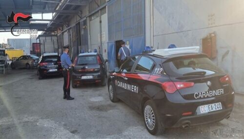 Modugno, Sequestrata carrozzeria: era utilizzata per la ricettazione e il riciclo delle auto