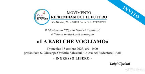 Recall: "LA BARI CHE VOGLIAMO" il convegno di Gino Cipriani, con Luigi Morgante e Luigi Barnabà
