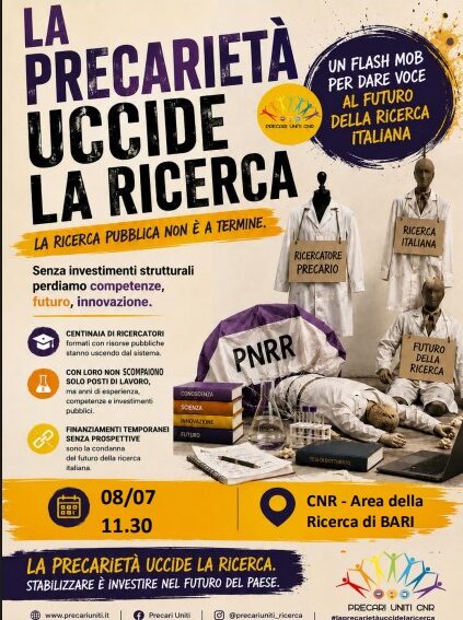 Bari - L'8 luglio un flash mob nazionale contro il precariato al CNR, ad annunciarlo il segretario FLC CGIL Serra