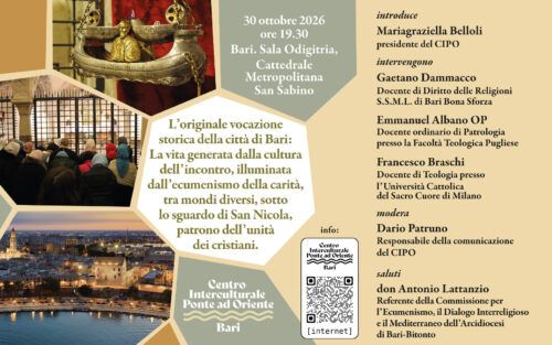 Bari ponte tra Oriente e Occidente: il CIPO celebra dieci anni di dialogo ecumenico nella Cattedrale di San Sabino