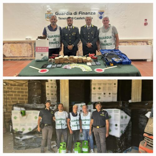 Gdf Taranto, Maxi sequestro gas refrigerante a Castellaneta: magazzino, 43 ton di bombole e 218 mila euro